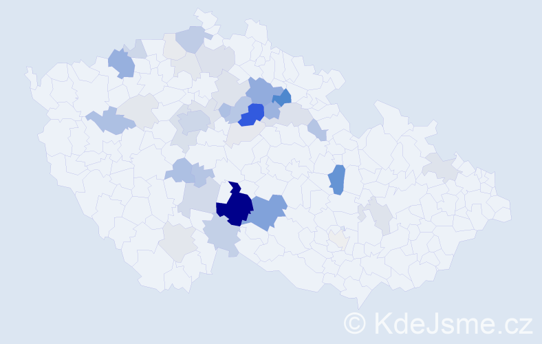 Příjmení: 'Římal', počet výskytů 168 v celé ČR