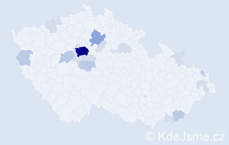 Příjmení: 'Celner', počet výskytů 45 v celé ČR