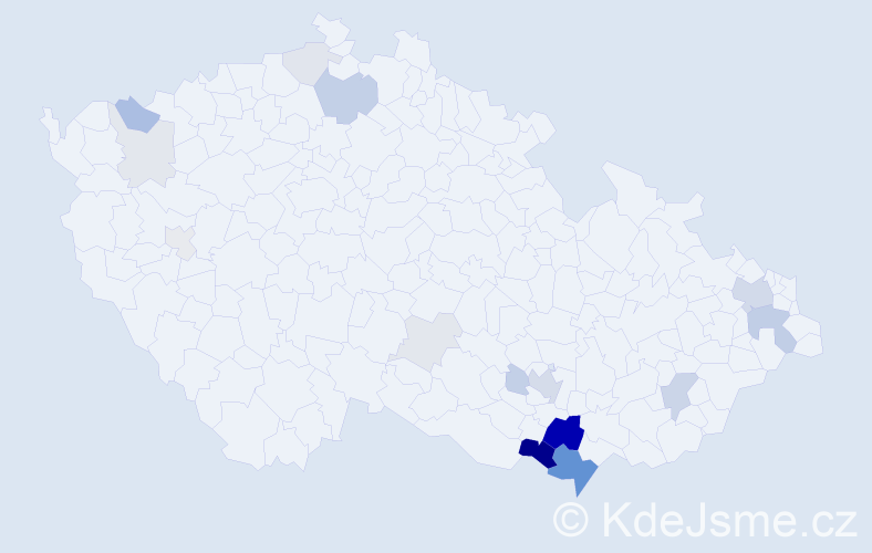Příjmení: 'Kadrnková', počet výskytů 64 v celé ČR