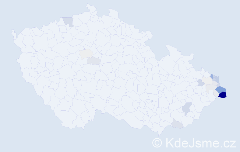 Příjmení: 'Pawlus', počet výskytů 46 v celé ČR