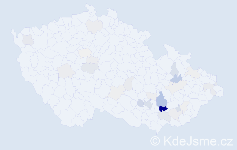 Příjmení: 'Zachrlová', počet výskytů 73 v celé ČR