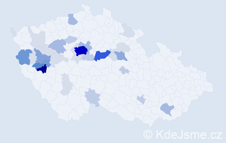 Příjmení: 'Pěchouček', počet výskytů 115 v celé ČR
