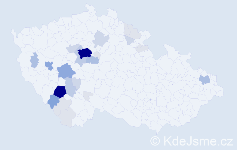 Příjmení: 'Pechlátová', počet výskytů 110 v celé ČR