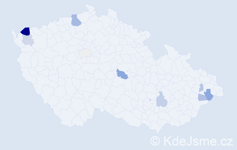 Příjmení: 'Cisárik', počet výskytů 13 v celé ČR