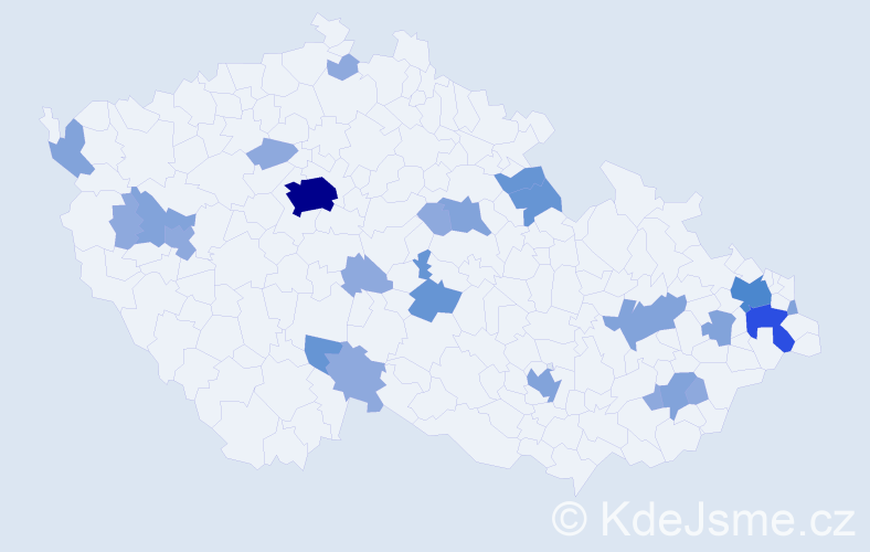 Příjmení: 'Hirka', počet výskytů 54 v celé ČR