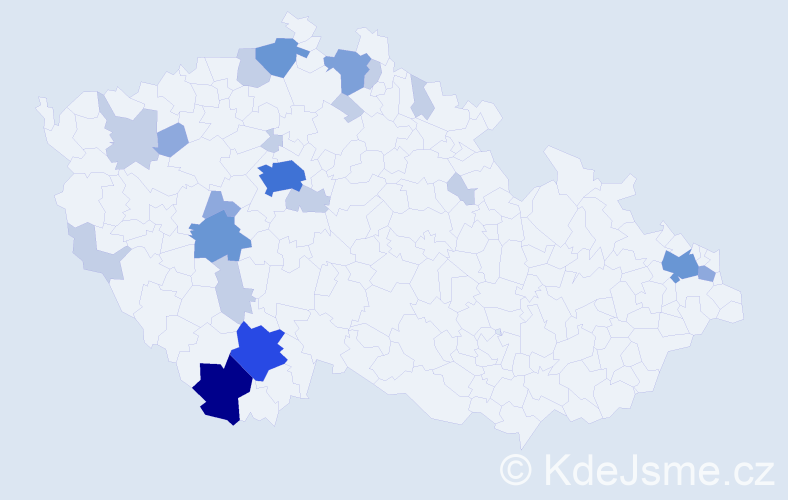 Příjmení: 'Hajerová', počet výskytů 55 v celé ČR