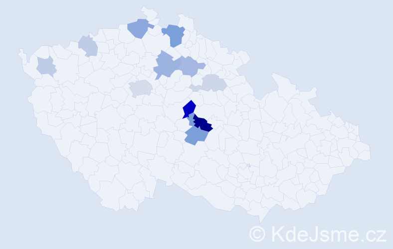 Příjmení: 'Kufrová', počet výskytů 25 v celé ČR