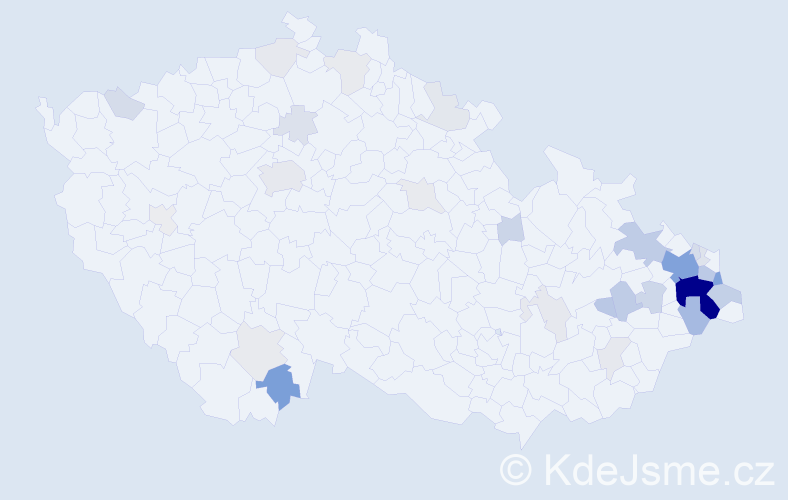 Příjmení: 'Tesarčík', počet výskytů 129 v celé ČR