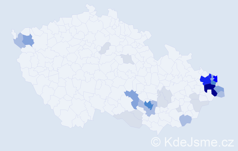 Příjmení: 'Bartečková', počet výskytů 139 v celé ČR