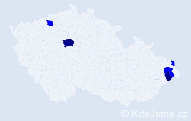 Příjmení: 'Kocher', počet výskytů 7 v celé ČR
