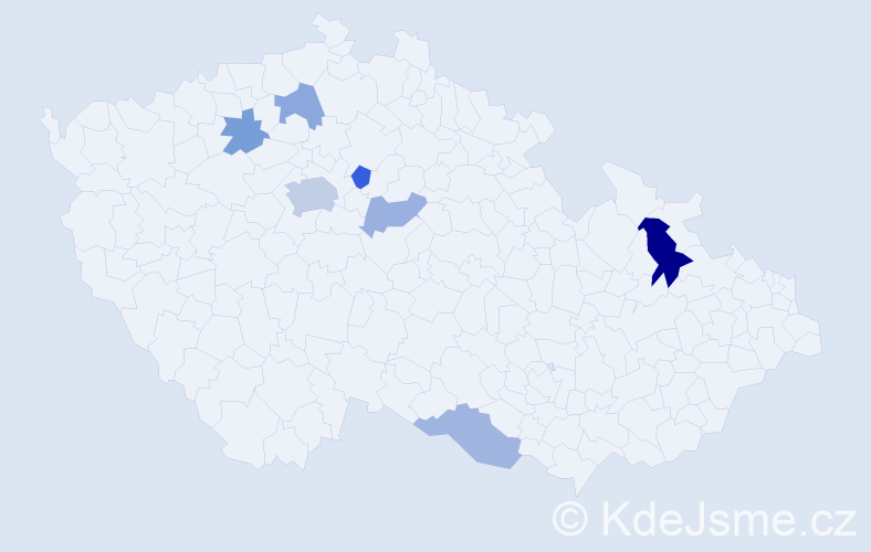Příjmení: 'Kalugin', počet výskytů 13 v celé ČR