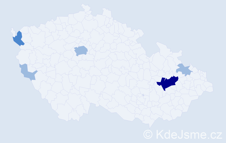 Příjmení: 'Dojčárová', počet výskytů 9 v celé ČR