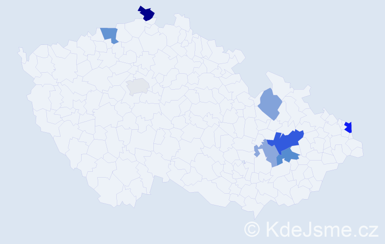 Příjmení: 'Páťalová', počet výskytů 16 v celé ČR