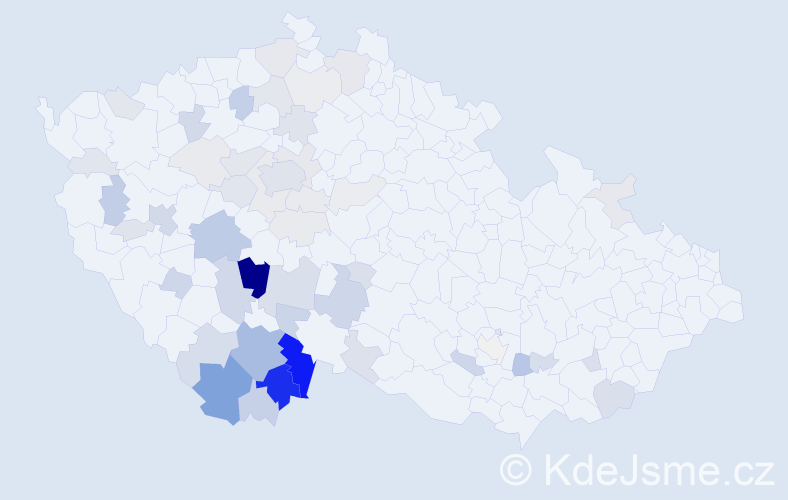 Příjmení: 'Baštýřová', počet výskytů 203 v celé ČR