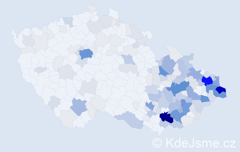 Příjmení: 'Klimek', počet výskytů 684 v celé ČR
