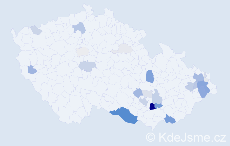 Příjmení: 'Durák', počet výskytů 87 v celé ČR