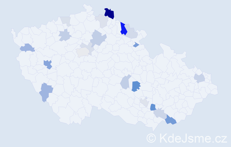 Příjmení: 'Krošlák', počet výskytů 46 v celé ČR