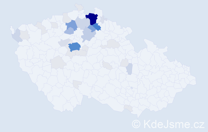 Příjmení: 'Poršová', počet výskytů 140 v celé ČR