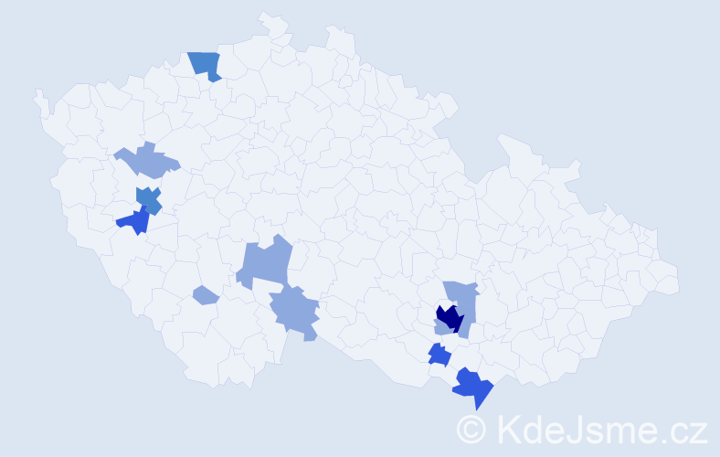 Příjmení: 'Pánovec', počet výskytů 24 v celé ČR