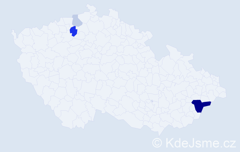 Příjmení: 'Kajzerová', počet výskytů 10 v celé ČR