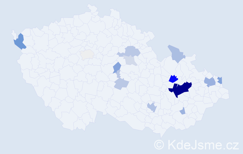 Příjmení: 'Zemčák', počet výskytů 47 v celé ČR