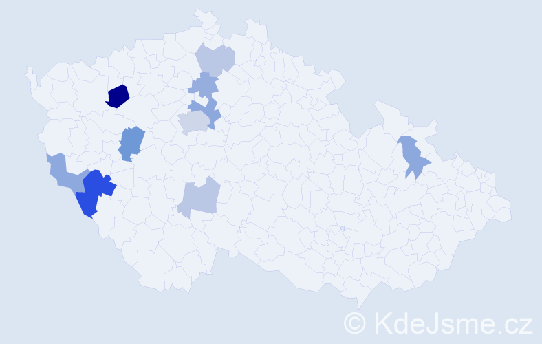 Příjmení: 'Drnka', počet výskytů 21 v celé ČR