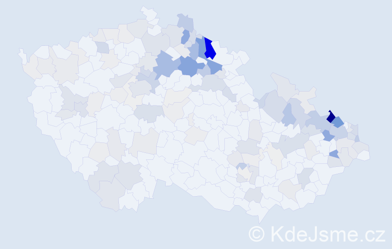 Příjmení: 'Tomíčková', počet výskytů 450 v celé ČR