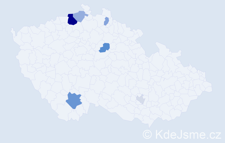 Příjmení: 'Kulač', počet výskytů 14 v celé ČR