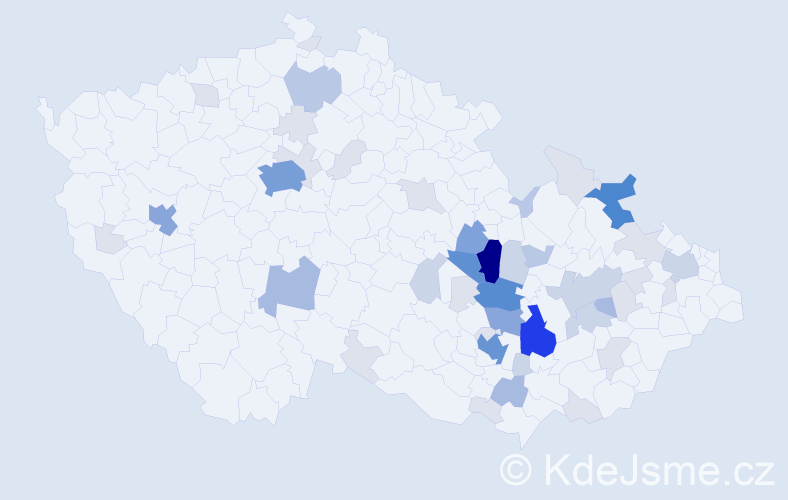 Příjmení: 'Bačovská', počet výskytů 169 v celé ČR