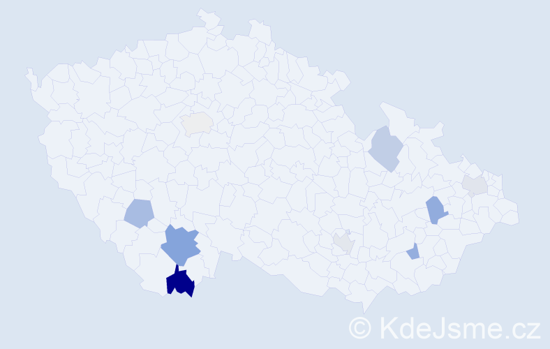 Příjmení: 'Dichtlová', počet výskytů 14 v celé ČR