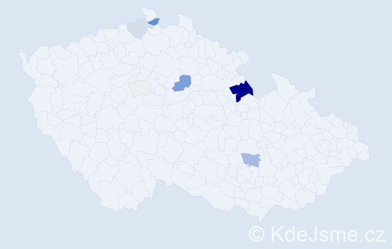 Příjmení: 'Frint', počet výskytů 16 v celé ČR