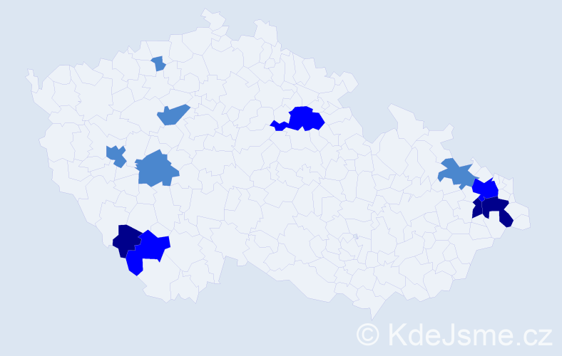 Příjmení: 'Kerekešová', počet výskytů 20 v celé ČR