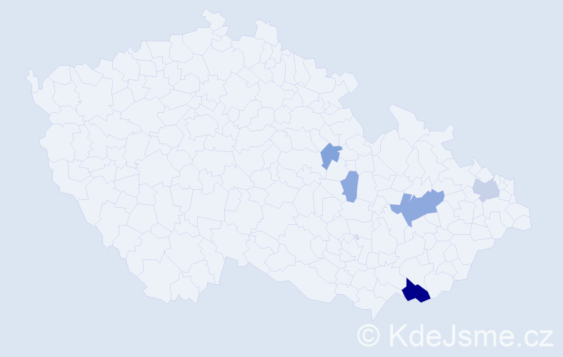 Příjmení: 'Kráčal', počet výskytů 20 v celé ČR