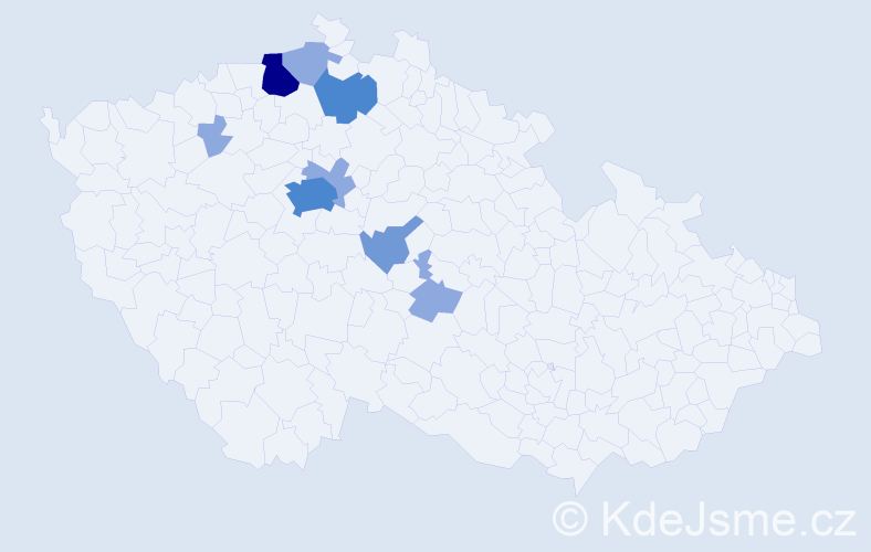 Příjmení: 'Bauštein', počet výskytů 18 v celé ČR