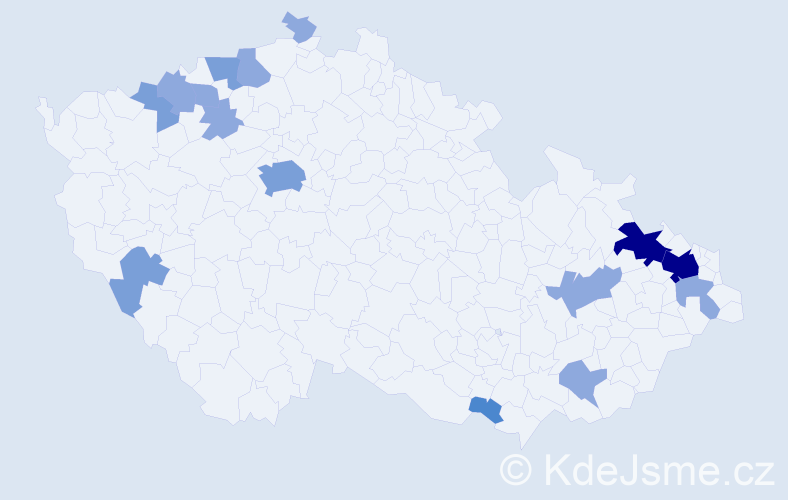 Příjmení: 'Mačuga', počet výskytů 33 v celé ČR