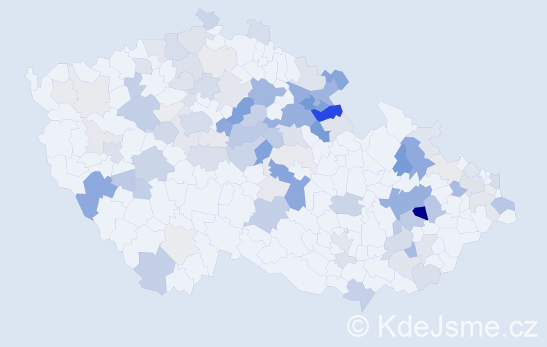 Příjmení: 'Čuda', počet výskytů 302 v celé ČR