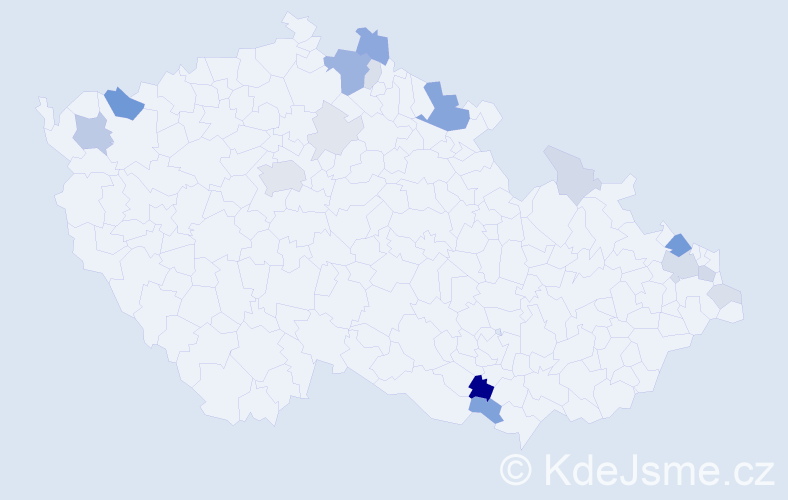 Příjmení: 'Klucho', počet výskytů 52 v celé ČR