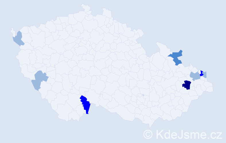 Příjmení: 'Pindrochová', počet výskytů 16 v celé ČR