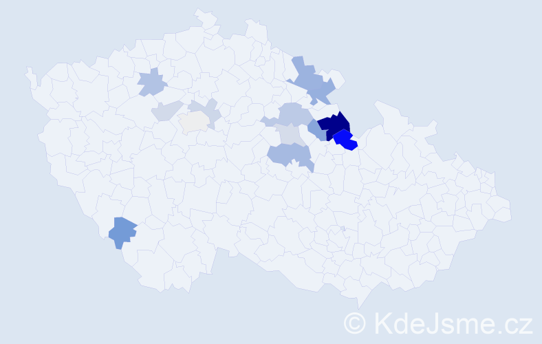Příjmení: 'Matyk', počet výskytů 25 v celé ČR
