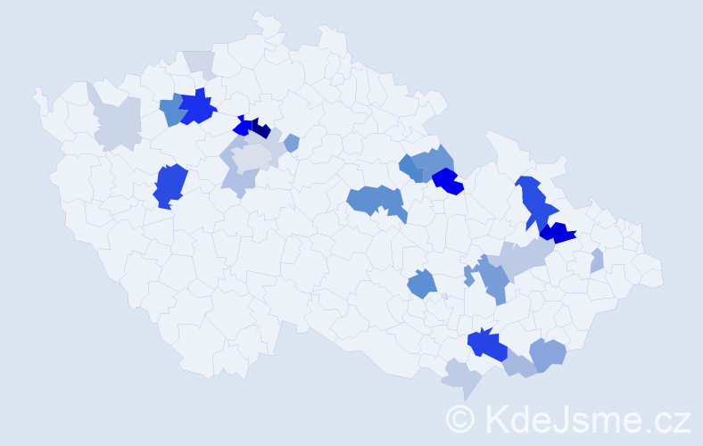 Příjmení: 'Drhlík', počet výskytů 70 v celé ČR