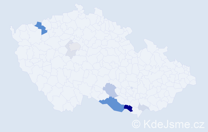 Příjmení: 'Kaidl', počet výskytů 26 v celé ČR