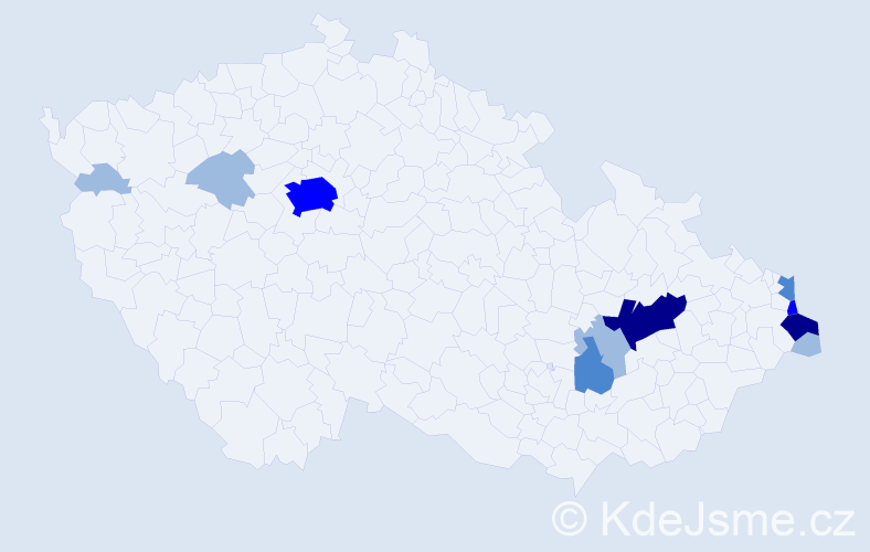 Příjmení: 'Stenchláková', počet výskytů 22 v celé ČR
