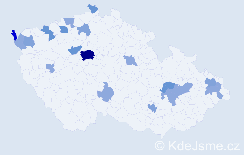Příjmení: 'Bodor', počet výskytů 51 v celé ČR