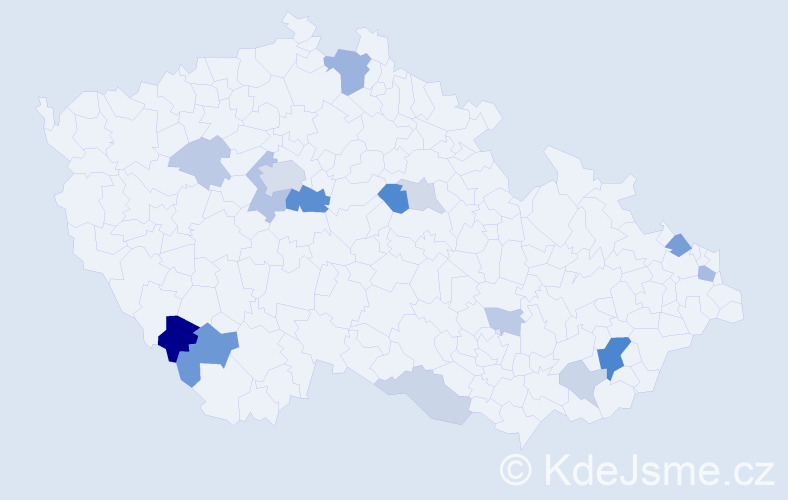 Příjmení: 'Babíček', počet výskytů 38 v celé ČR