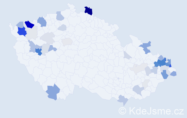 Příjmení: 'Bajgerová', počet výskytů 219 v celé ČR