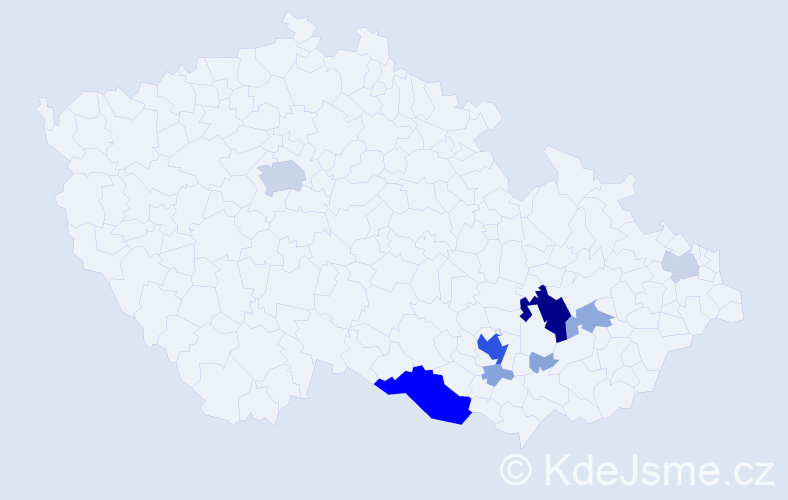 Příjmení: 'Volec', počet výskytů 41 v celé ČR