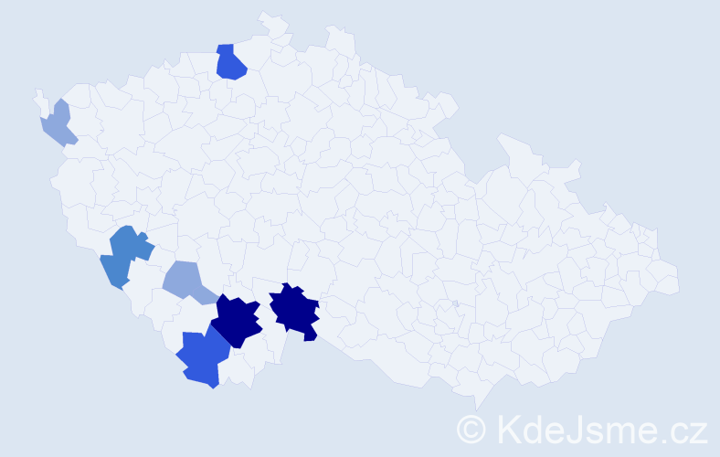 Příjmení: 'Miglová', počet výskytů 21 v celé ČR