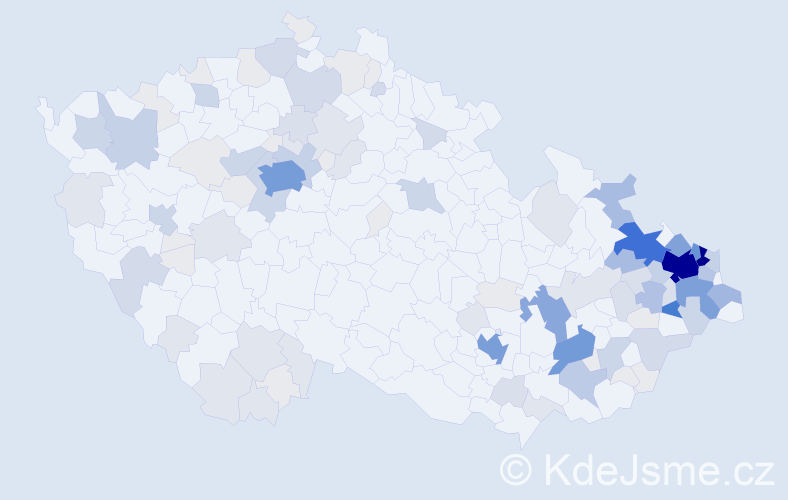Příjmení: 'Adamčíková', počet výskytů 557 v celé ČR