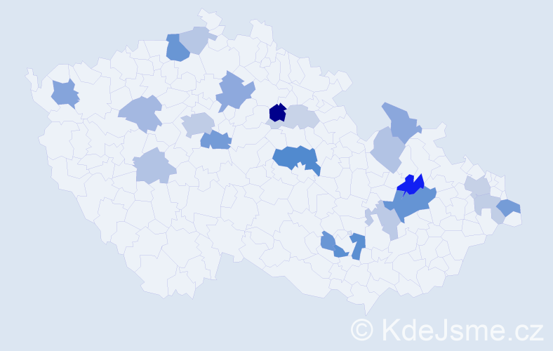 Příjmení: 'Černilová', počet výskytů 47 v celé ČR