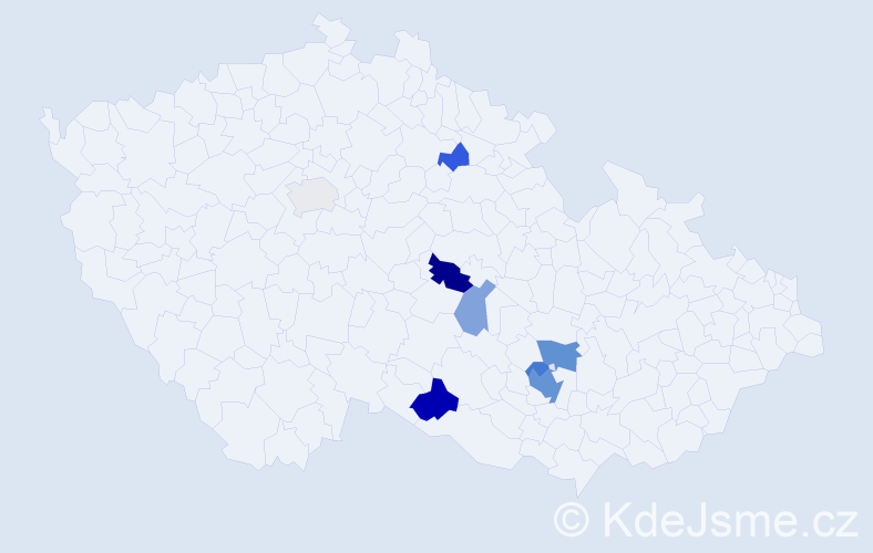 Příjmení: 'Foltanová', počet výskytů 18 v celé ČR